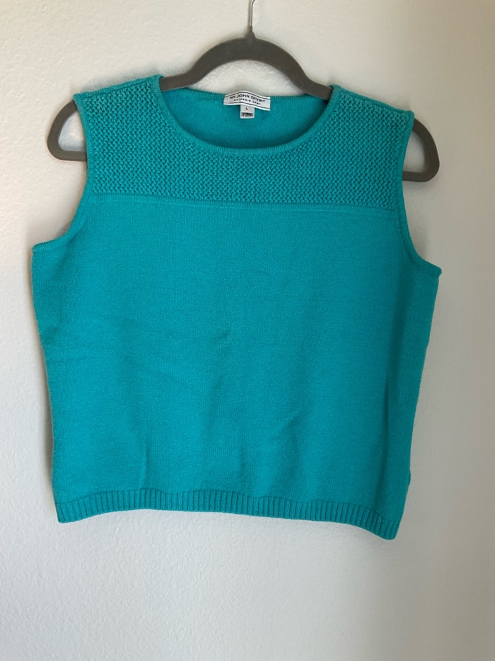 St. John Sport by Marie Gray Sleeveless Knit Crew Neck Sweater - Teal